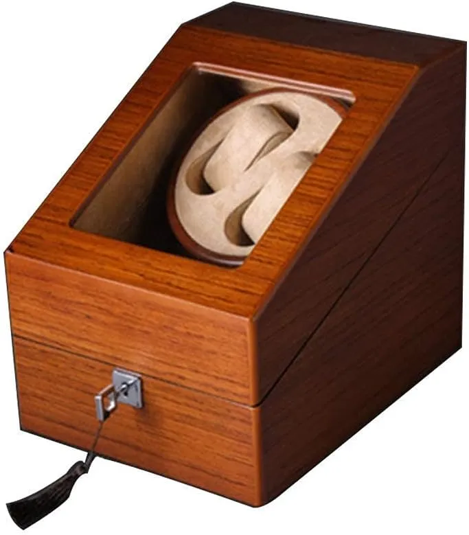 Fit Lady and Man Watches Brown Watch Winder Box 5 Solid Wood Matt Paint complexity Appearance 4 Rotation Mode Setting 