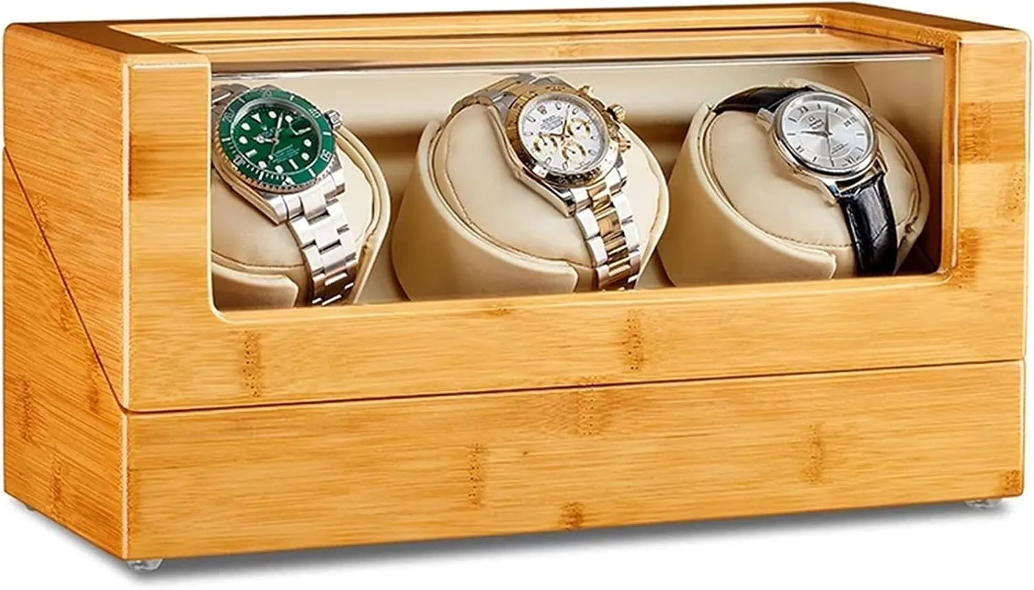 Fit Lady and Man Watches (Size : 3 0 Watch Display Box Automatic Watch Winder for 3 Watches Bamboo Wood Watches Display Box with Quiet Japanese Mabuchi Motor Flexible underestimate ornate Watch Pillows 