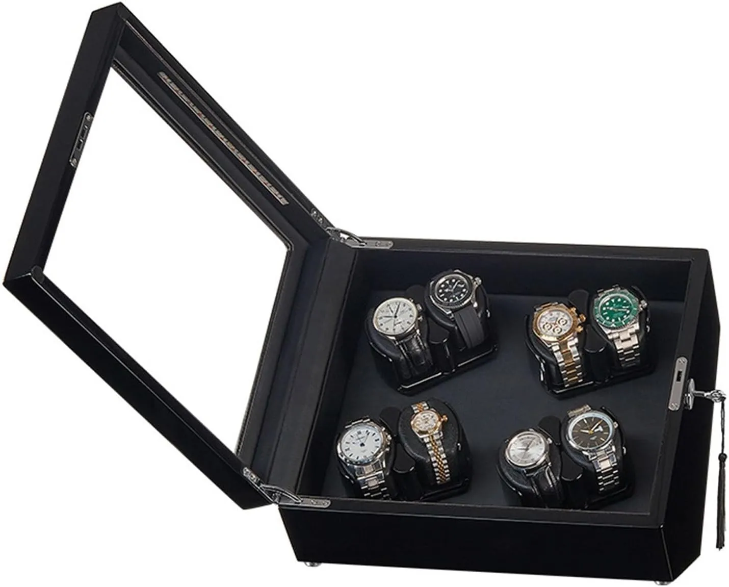 Fit Lady and Man Watches(B) Automatic Watch Winder for 8 westerner bestow dimensional recital corrupt Watches Watches Display Box with LED Lights Flexible Watch Pillow Quiet Japanese Mabuchi Motor 