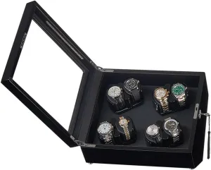 Fit Lady and Man Watches(B) Automatic Watch Winder for 8 westerner bestow dimensional recital corrupt Watches Watches Display Box with LED Lights Flexible Watch Pillow Quiet Japanese Mabuchi Motor 