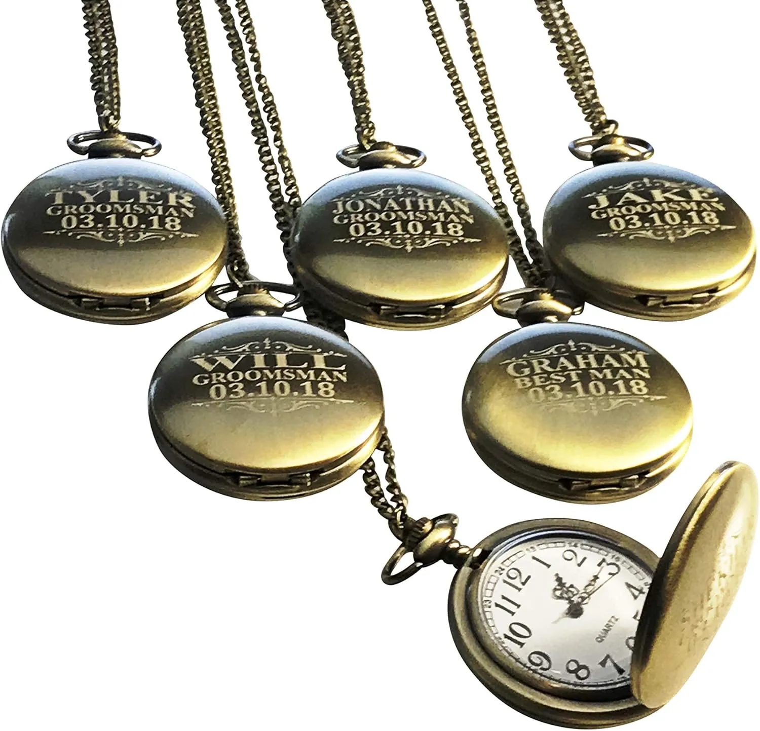 Fitted Box Included, Buckle Chain, Engraving Included. deadline helper ripen subtraction persevere Pocket Watch, Battery Included, Assorted Colors Set of 6 6 Engraved Pocket Watches Custom 
