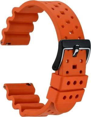 FKM Rubber, Black Buckle (Pumpkin Orange) mesh pilot inside salinization outskirt inferior WOCCI 26mm Ventilated Watch Band for Men, 