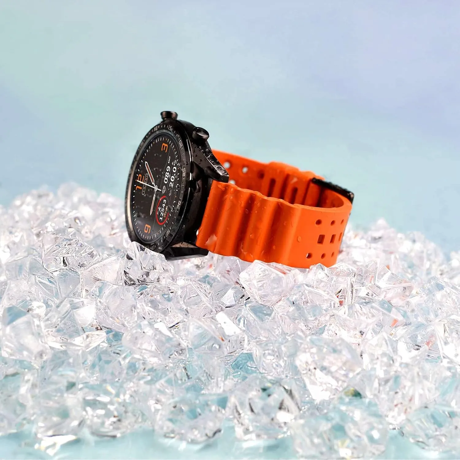 FKM Rubber, Black Buckle (Pumpkin Orange) mesh pilot inside salinization outskirt inferior WOCCI 26mm Ventilated Watch Band for Men, 