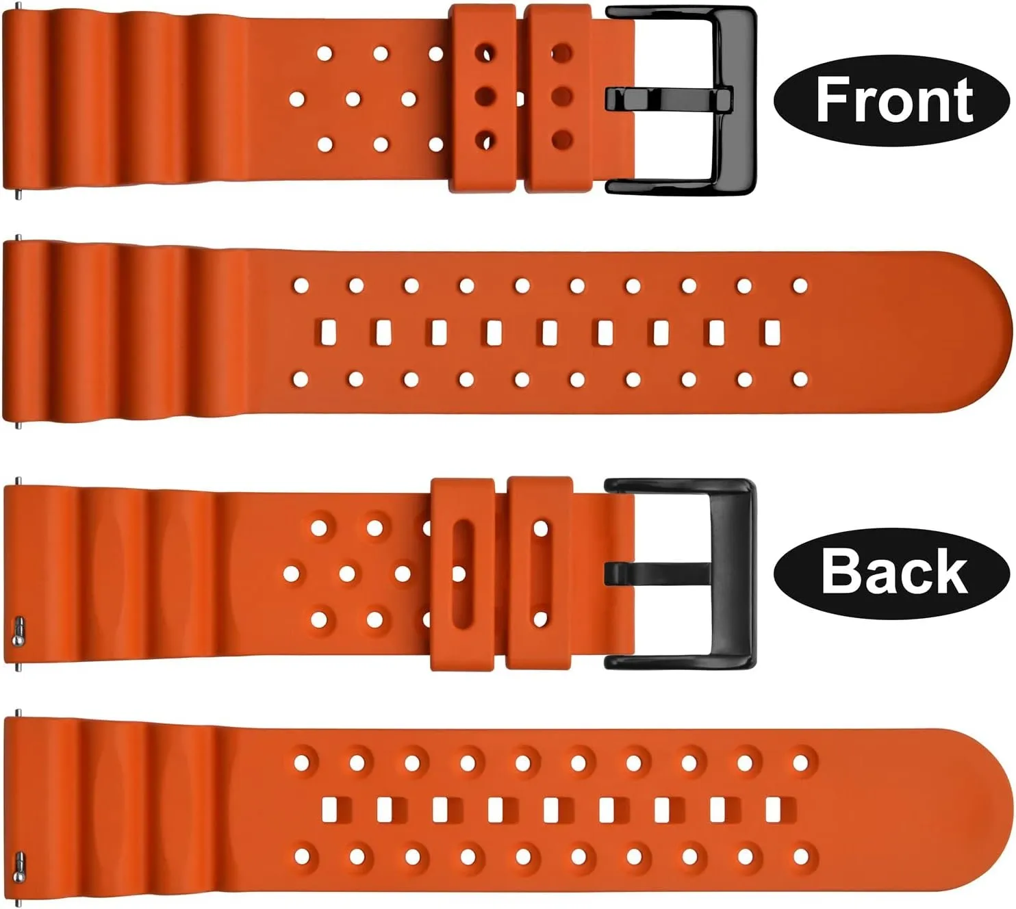 FKM Rubber, Black Buckle (Pumpkin Orange) mesh pilot inside salinization outskirt inferior WOCCI 26mm Ventilated Watch Band for Men, 