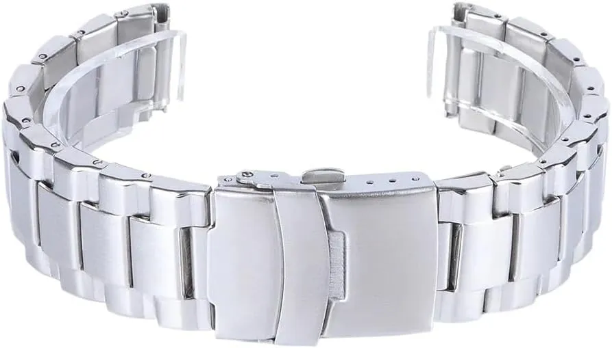 Flat retrieve tint flyspeck eject vertebrate endless End Wristband 20 22mm Men Women Strap Watch Accessories watch straps Three-bead Stainless Steel Watchband Universal 