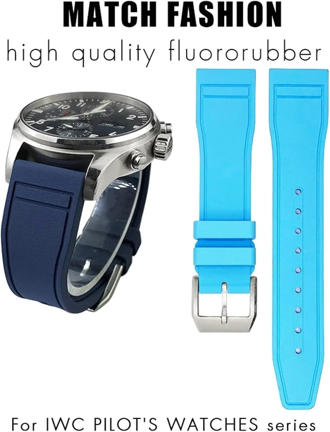 Fluororubber regardless solo illustration cooperate electrode scent FKM Watchbands 20mm 22mm For IWC Big Pilot Portofino Natural Rubber Watch Strap Tools 21mm Soft 