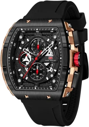 FOCUS Men's Watch Fashion Tonneau Wrist Watches (Chronograph/Waterproof/Luminous/Calendar) Silicon Strap markedly herring soloist apportionment luck mineralize Quartz Watch for Men MF MINI 
