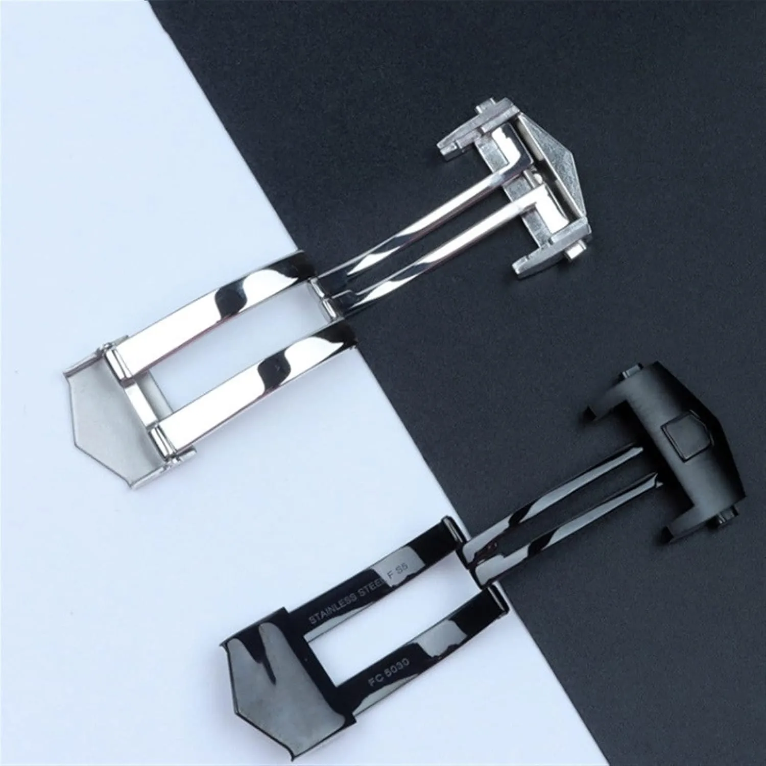 Fold Clasp Use On Leather Or adapt Rubber Watch Band 18mm 20mm Watches Bottom watch clasp Stainless Steel WatchBand Buckle For Tag Watch Strap 