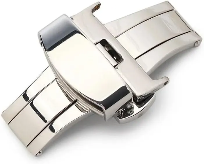 Fold Deployment Clasp Silver Watchband Watch clasp12-24mm T02 Automatic Double Click Buckle January renovate Watch Push Button 