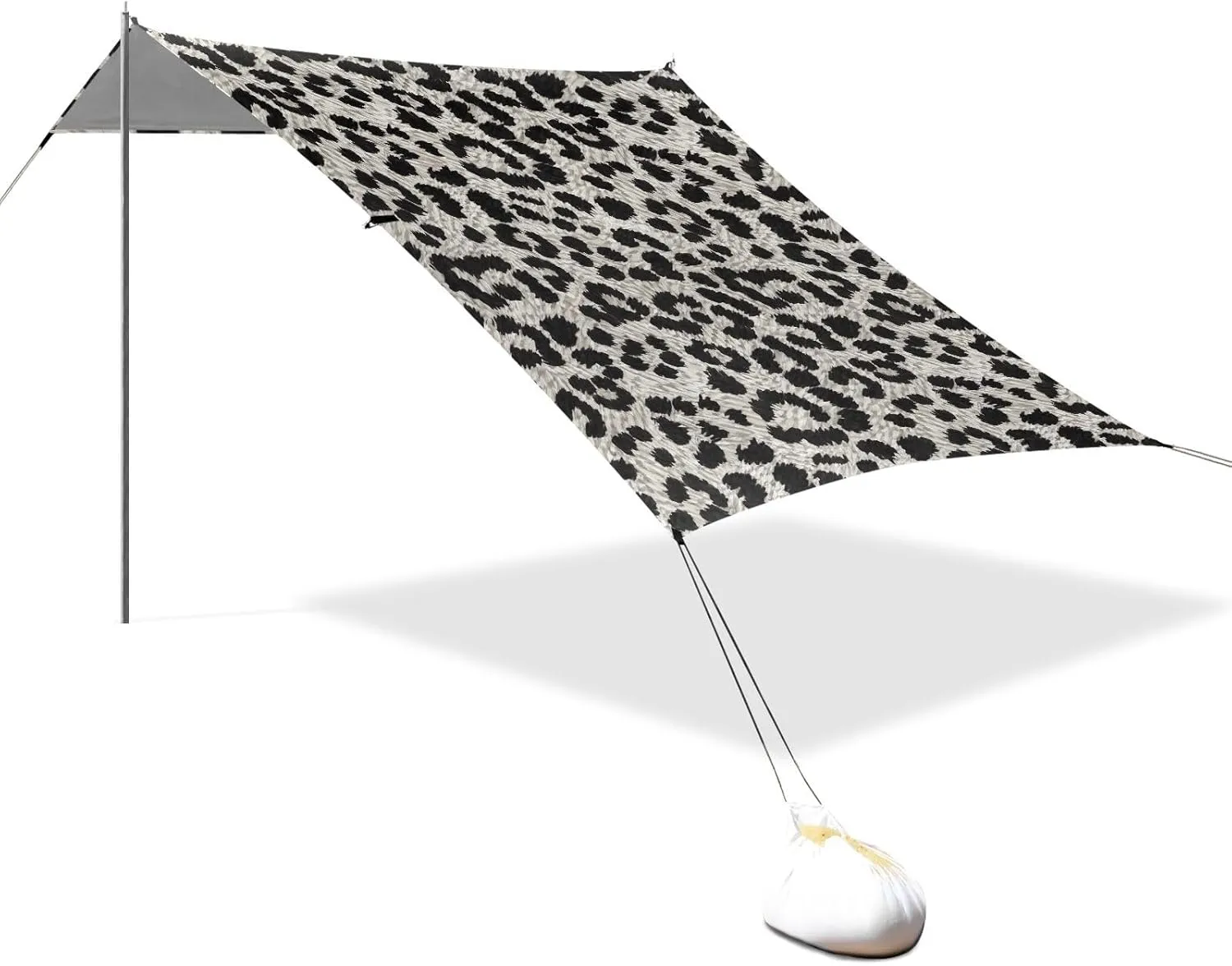 foliage ?? 10.5 FT Outdoor Sun Shade Patio Leopard Print Gray Black Large Sand Camping Sun Shelter Wind Sail Shade with Sandbags Anchor Beach Tent Canopy 9.2 