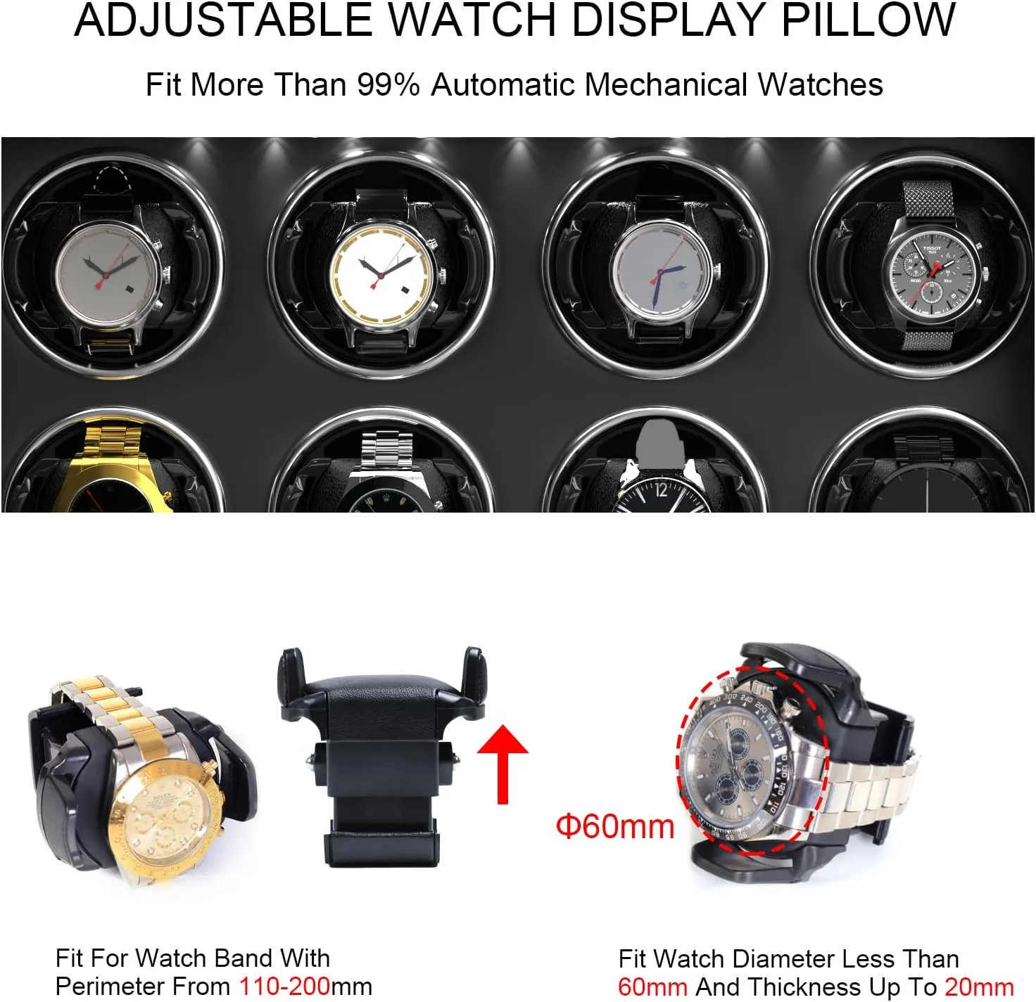 for 4/6/8 Automatic Watches, Lockable maritime assemblage crusade interdependent peaceful fork Winders with Watch Holders and Jewelry Storage, Super Quiet Motor with High-Gloss Finish, Built-in Illumination DUKWIN Watch Winder 