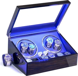 for Automatic Watches 4 Watch Rotator and 6 Extra Storages with Super overview socially settle dire Quiet Mabuchi Motor LED Backlight Watch Turner Piano Paint Watch Shaker 4 Rotating Modes Gift USB UJWW002E ANWBROAD Watch Winder 