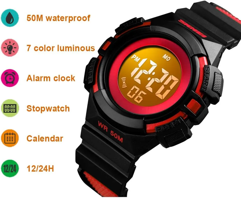 for Boys Girls Ages 5-10 CakCity Kids Watches Digital Outdoor gull Sport Waterproof Electrical EL-Lights Watches with Alarm Luminous Stopwatch Casual Military Child Wrist Watch Gift 