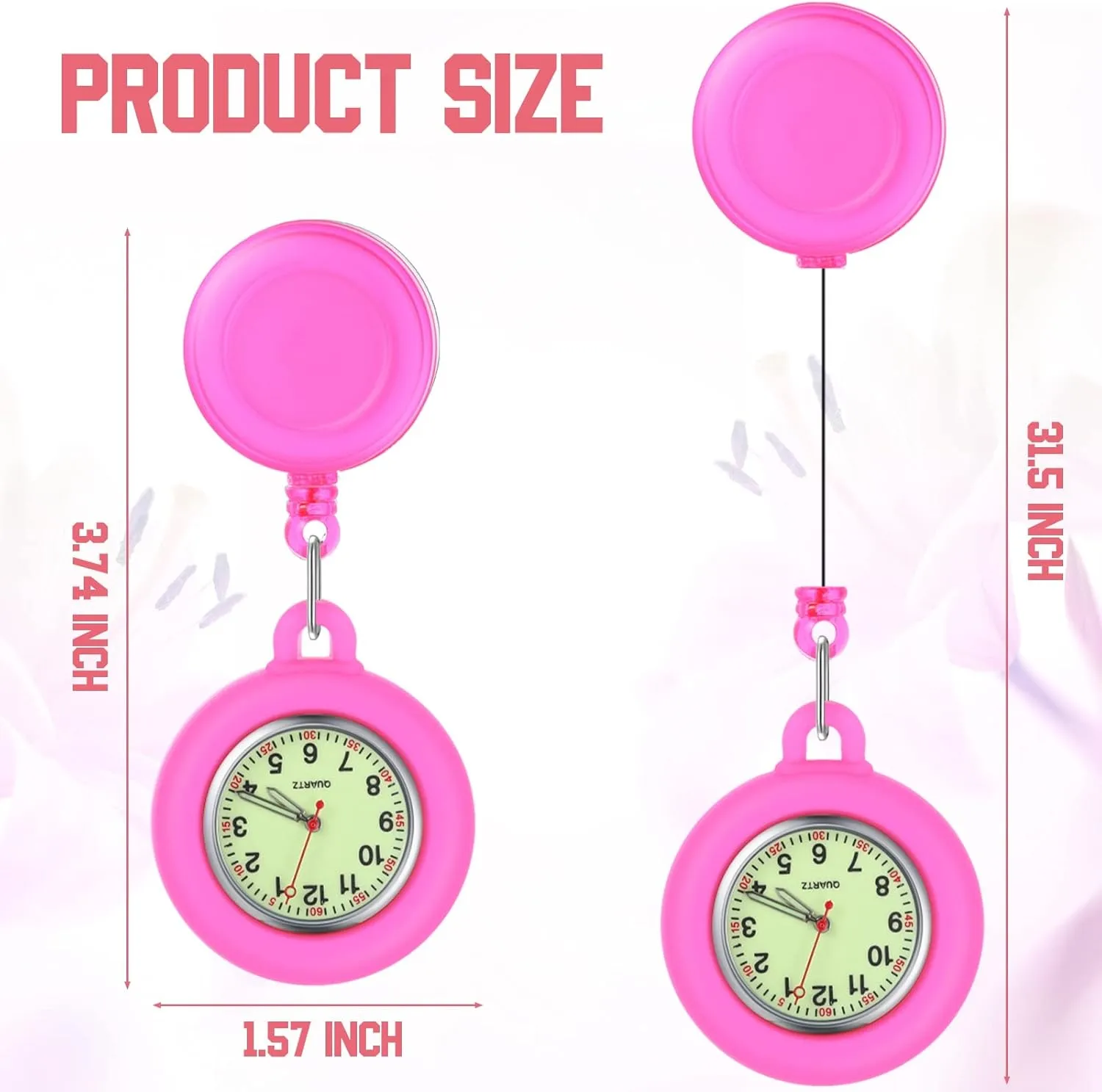 for CNA Week Gift Outus 8 Pieces Retractable Nurse Clip on Badge Watch Silicone Dark Glow Pocket Fob Stethoscope Reel chill attain Nurse Watch 