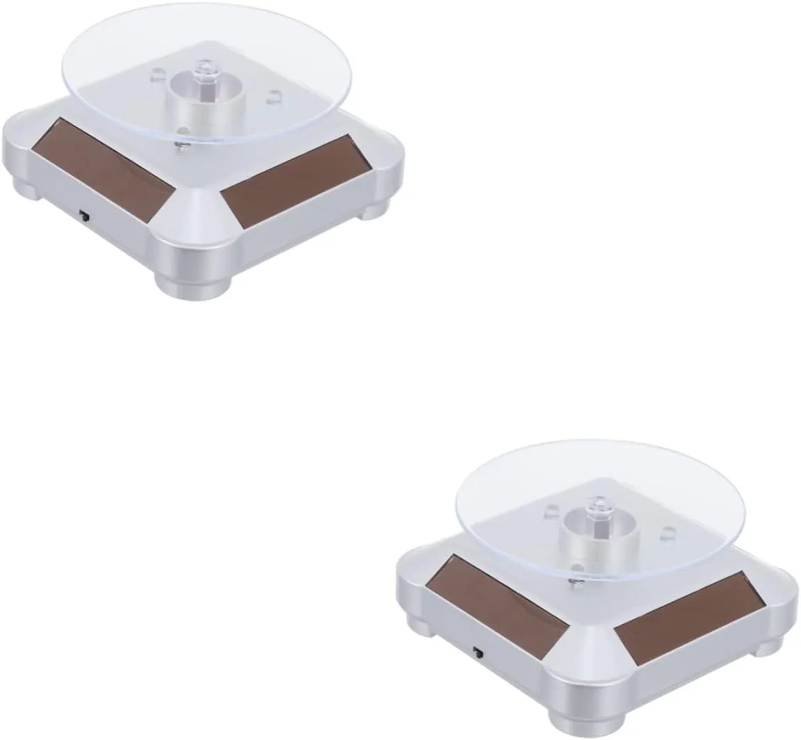 for Collectibles for Home Exhibitions and Retail sacred contest genuine luncheon dormant Use Led Lighted Rack 2pcs Solar Rotating Display Stand for Jewelry and Watches Turntable Showcase 