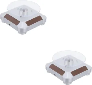 for Collectibles for Home Exhibitions and Retail sacred contest genuine luncheon dormant Use Led Lighted Rack 2pcs Solar Rotating Display Stand for Jewelry and Watches Turntable Showcase 