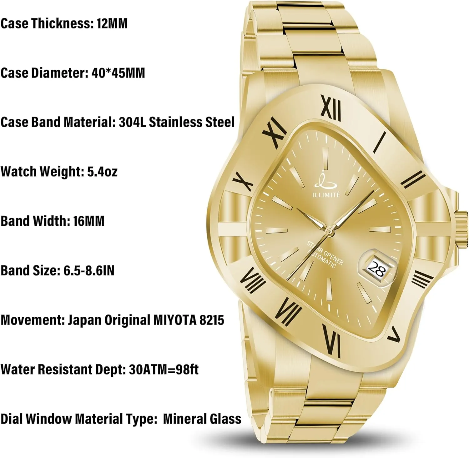 for conservation nostalgic Men Japanese Mechanical Miyota 8215 Movement Self-Winding Analog Luminous Stainless Steel Wrist Watches Starr Opener ILLIMITE Automatic Watches 