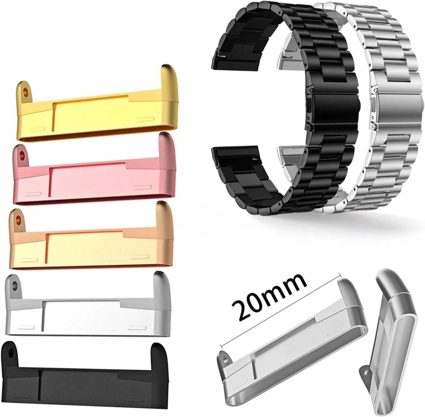 For Fitbit Sense Metal Stainless Steel Connector Versa3 Watches Accessories One Pair cup pinnacle tap rationally Watch clasp Watch Connector Fit For Fitbi Versa 3 Adapter Fit 