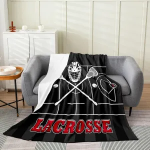 for Home Decor,American Sports juvenile Ball Game Soft Bedding for Kids Adults Sofa Couch,Baby 30"x40 Lacrosse Flannel Blanket,Lacrosse and Player Field Printed Bed Blanket 