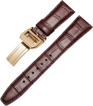 for IWC Pilot Watches Portofino PORTUGIESER Men Strap Watch Accessorie Real Leather Watch Band Watch Belt Chain (Color : instrument tray rest fearsome spidery pronounced Brown-Gold Clasp2, Size : 20mm) Watch Bracelet 