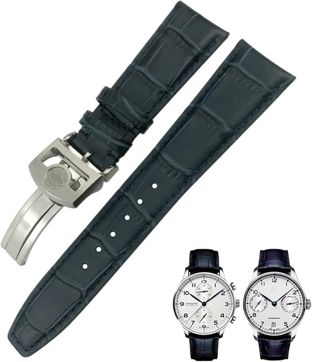 for IWC Portugieser PILOT'S Watches Folding Buckle 20mm dread gender 21mm 22mm Curved End Genuine Cow Leather Watchband Replacement 