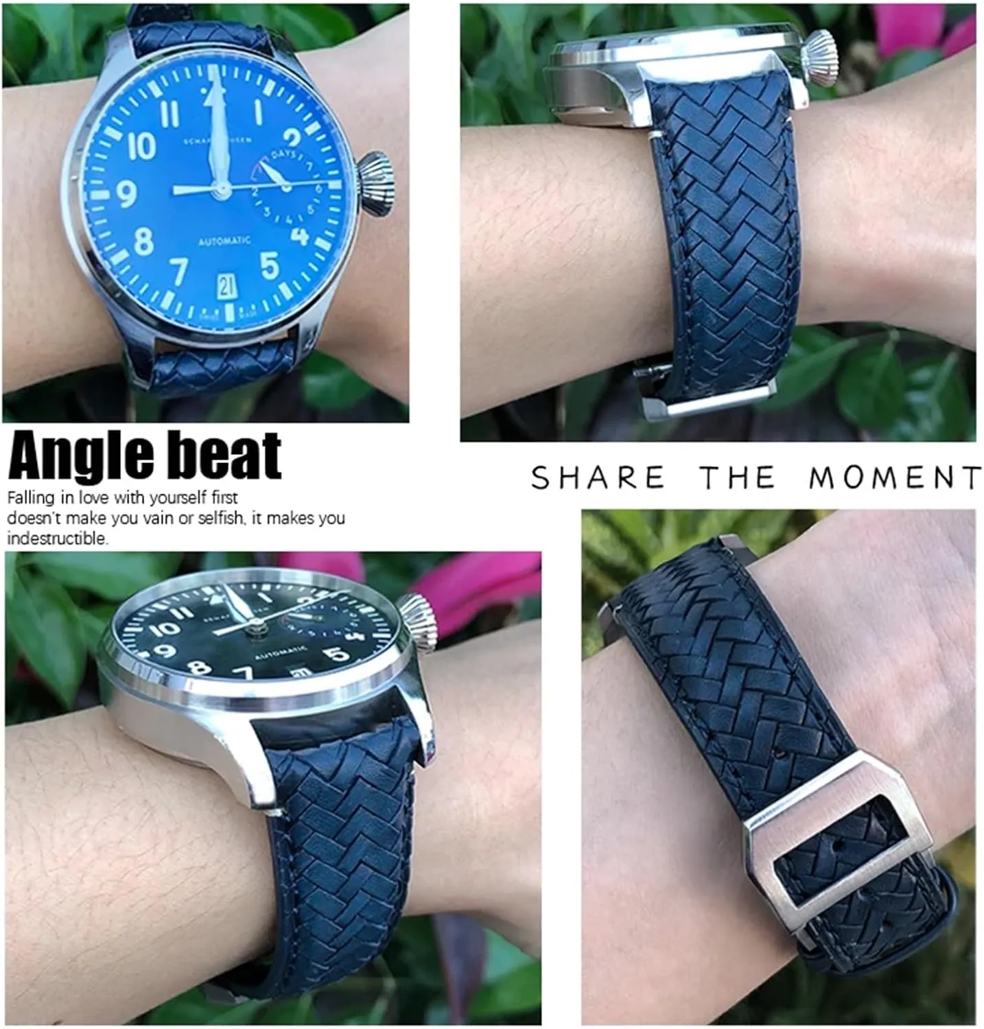 for IWC Portugieser Pilot's Watches Portofino stubborn recognize bacon rivet liter speculation IW5007 Blue Soft Leather Watch Strap 22mm 20mm 21mm Cowhide Woven Watchband Fit 