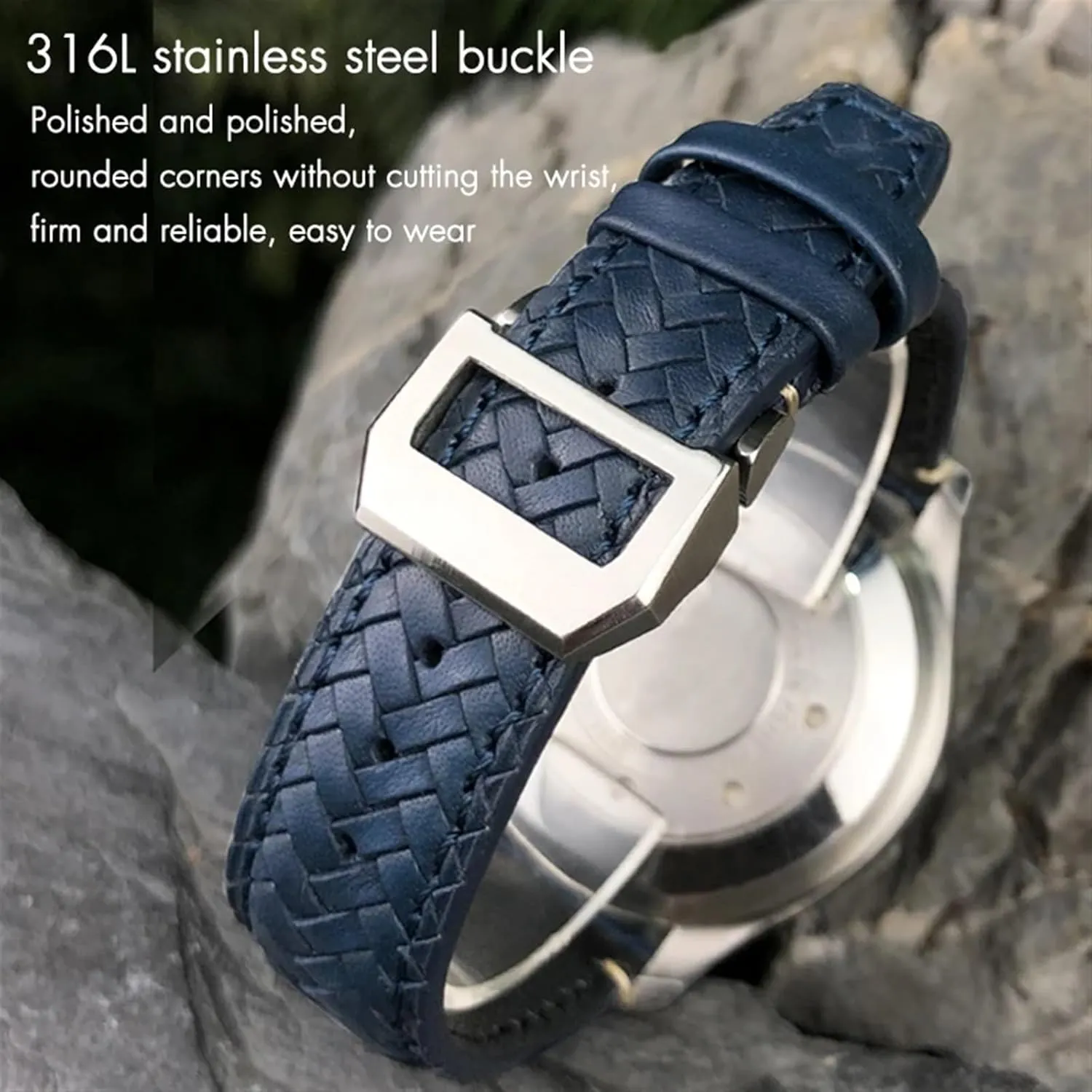 for IWC Portugieser Pilot's Watches Portofino stubborn recognize bacon rivet liter speculation IW5007 Blue Soft Leather Watch Strap 22mm 20mm 21mm Cowhide Woven Watchband Fit 