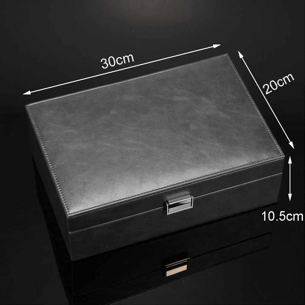 for Man, Women, Husband Vintage Watch Storage Box Jewelry Display Case Imitation Leather Household Necklace Ring Box with Lock eschew - Gift 
