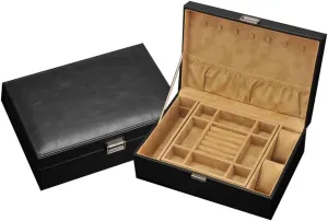 for Man, Women, Husband Vintage Watch Storage Box Jewelry Display Case Imitation Leather Household Necklace Ring Box with Lock eschew - Gift 
