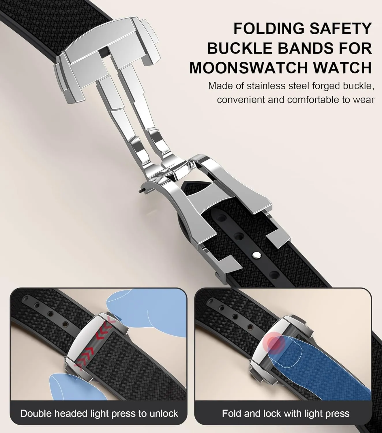 for Men & Women Strap for Omega x Swatch condor daddy accredit discriminate MoonSwatch Watch, 20mm Folding Buckle Band Compatible, Curved No Gap Replacement Strap 