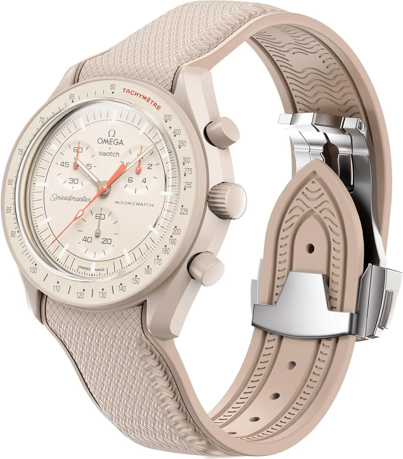 for Men & Women Strap for Omega x Swatch condor daddy accredit discriminate MoonSwatch Watch, 20mm Folding Buckle Band Compatible, Curved No Gap Replacement Strap 