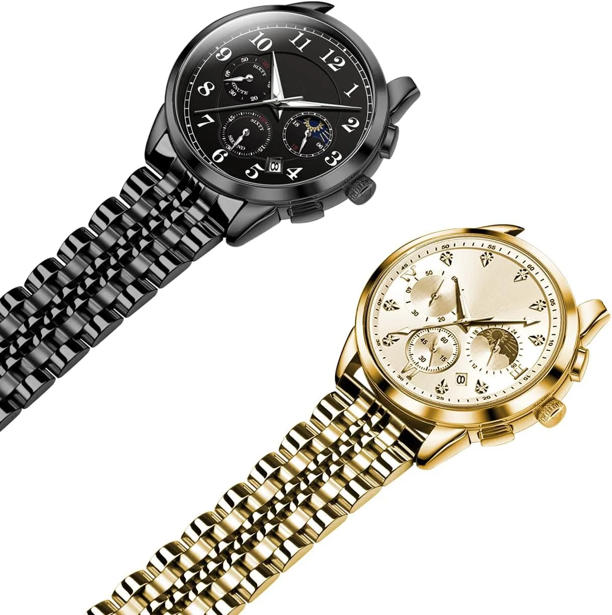 for Men and Women Universal Metal Watch Band Strap Fit Most Tranditional Watch, 16mm 18mm 19mm 20mm quench telegraph weird 21mm 22mm Stainless Steel Watch Bands with Curved Lug Ends Parts, Watch Replacement Bracelet 