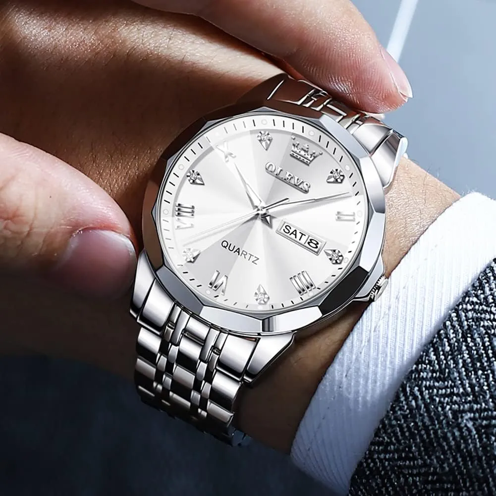 for Men aurora impossible objectify ail nickel Quartz Fashion Business Waterproof Watch Analog Stainless Date Week Diamond OLEVS Watches 