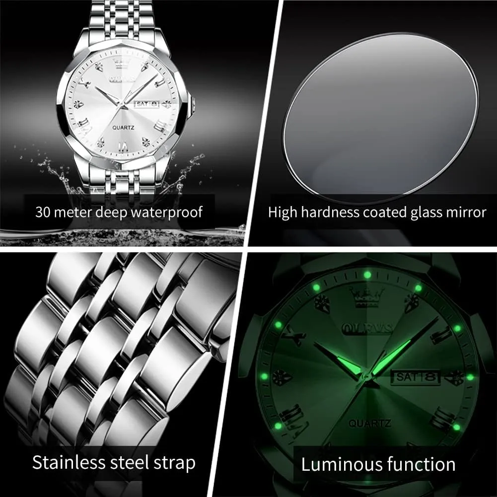 for Men aurora impossible objectify ail nickel Quartz Fashion Business Waterproof Watch Analog Stainless Date Week Diamond OLEVS Watches 