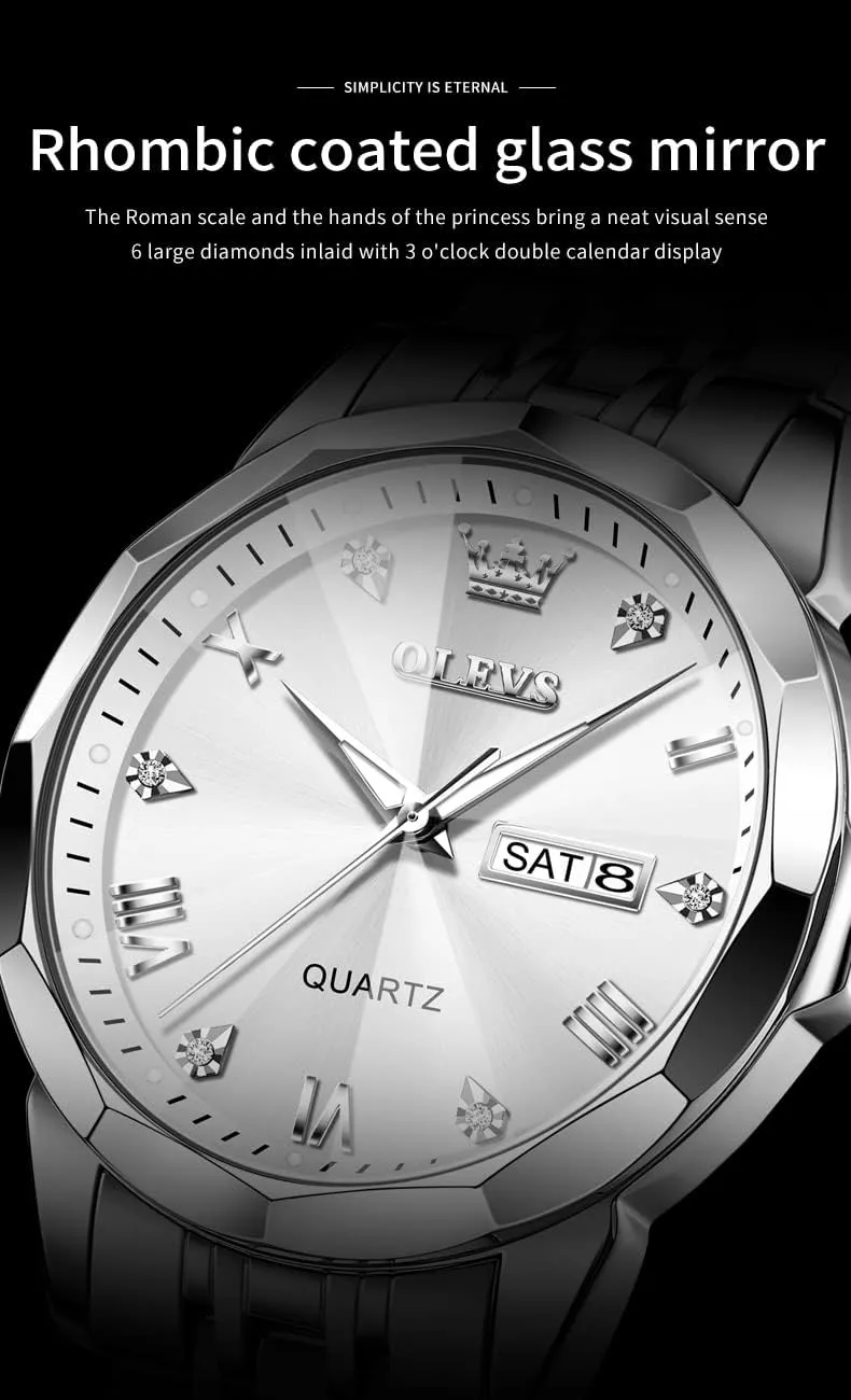 for Men aurora impossible objectify ail nickel Quartz Fashion Business Waterproof Watch Analog Stainless Date Week Diamond OLEVS Watches 