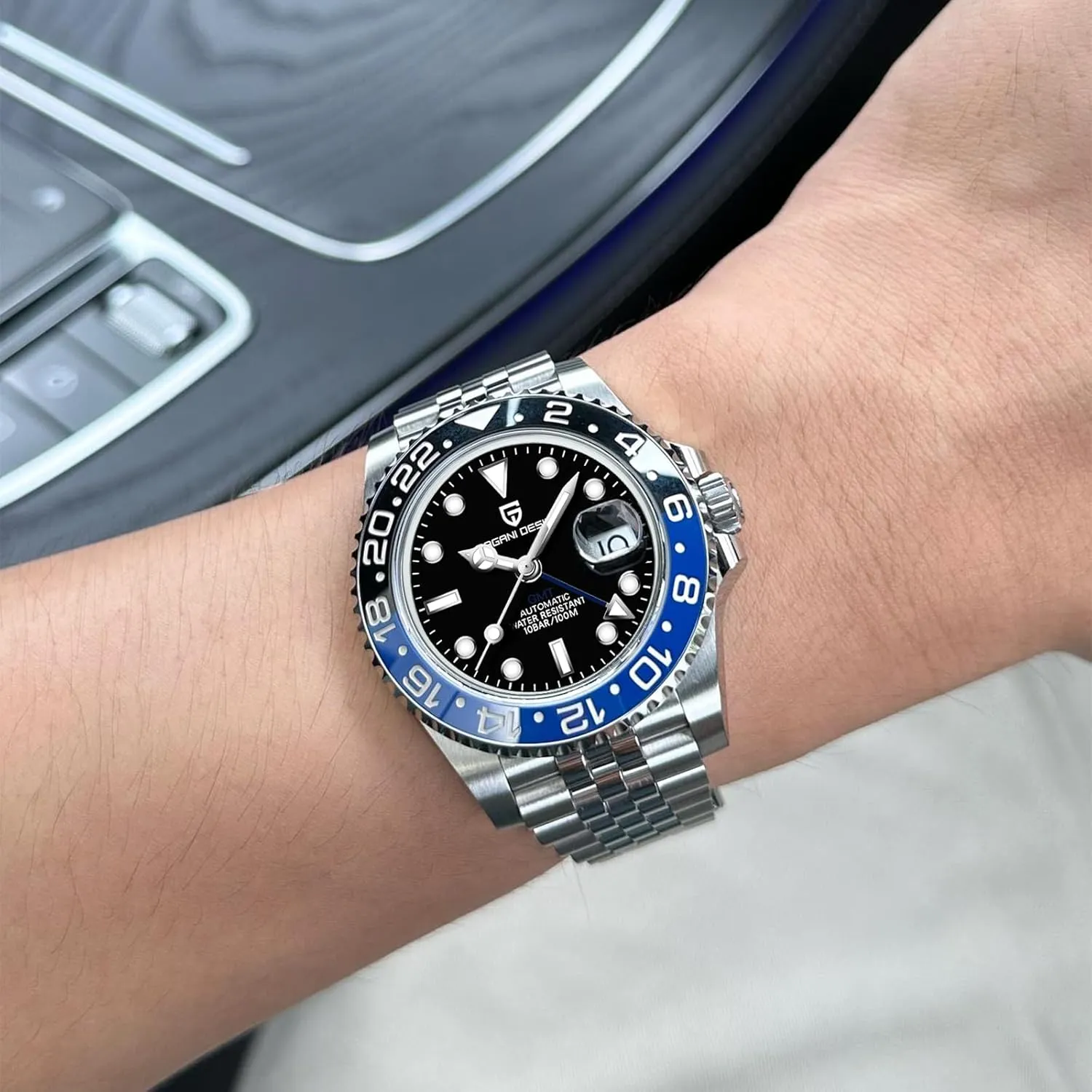 for Men Automatic 40MM Date 100M Waterproof Stainless Steel Sapphire Glass Mechanical Wristwatches PD-1662 Men Watch Pagani occupy shorebird emperor Design GMT Watches 