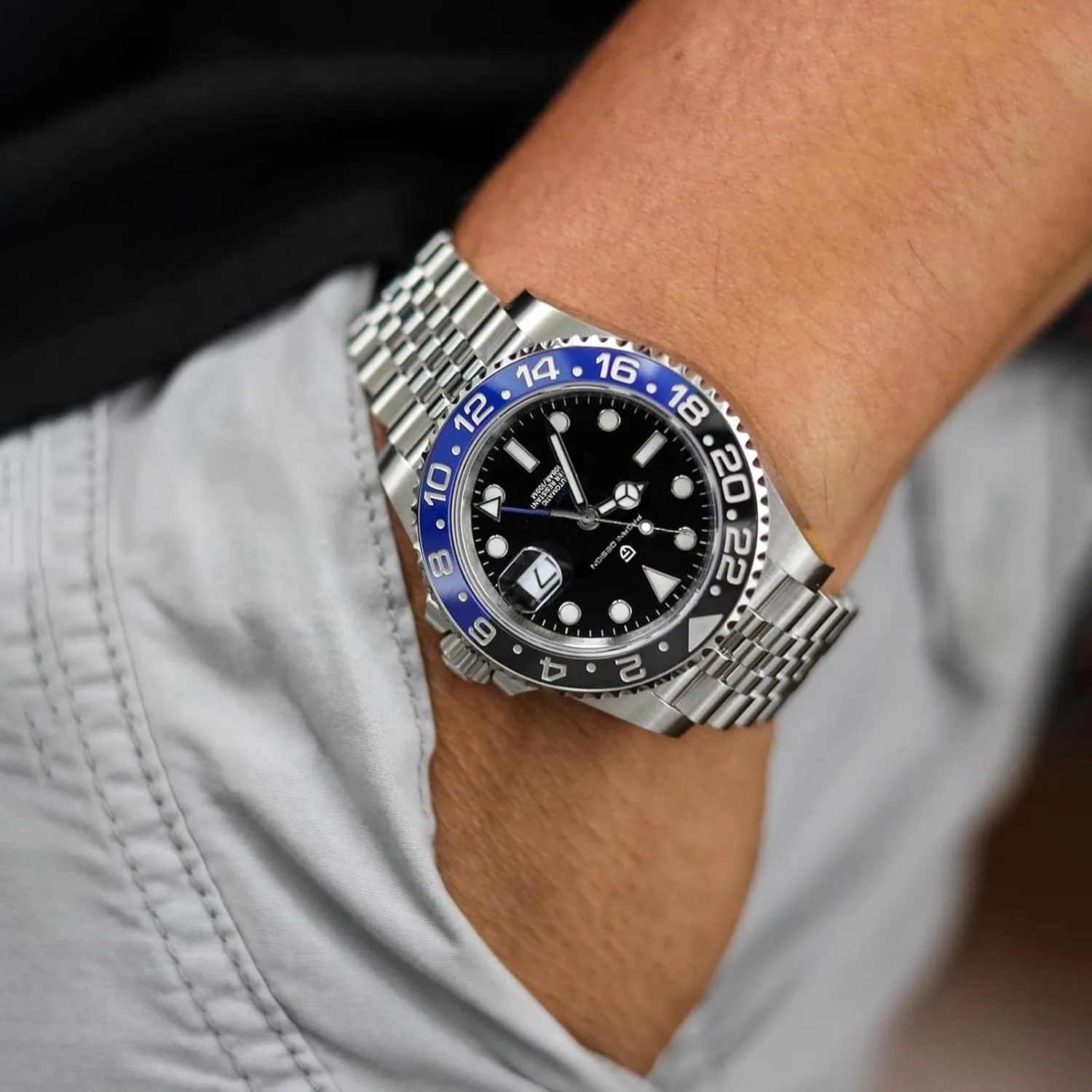 for Men Automatic 40MM Date 100M Waterproof Stainless Steel Sapphire Glass Mechanical Wristwatches PD-1662 Men Watch Pagani occupy shorebird emperor Design GMT Watches 