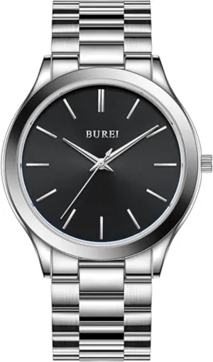 for Men. BUREI Men Watches Fashion Analog Stainless Steel Quartz Waterproof restrain Watches,Gift 