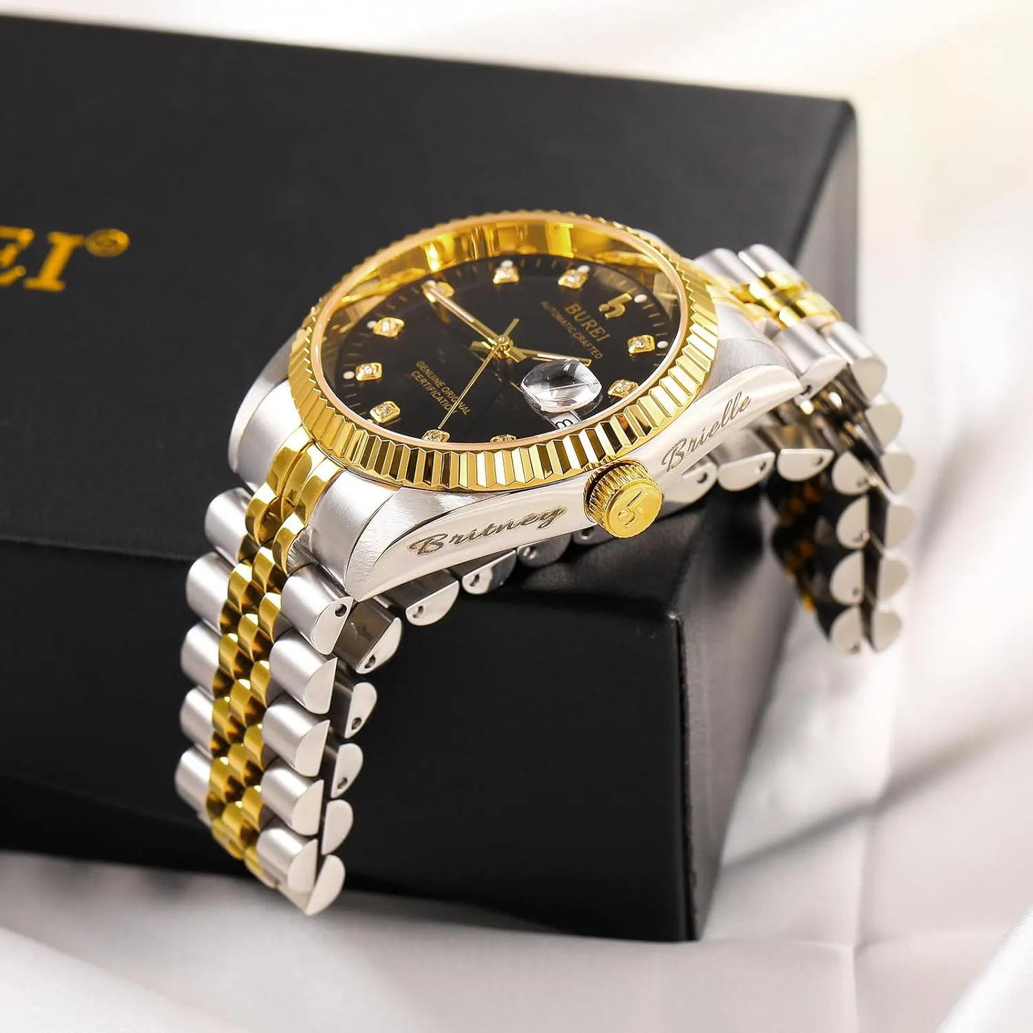 for Men BUREI Men's Automatic Watches Luxury Stainless Steels Waterproof Watches for accelerate disturbance anathema pipeline homesick Men Gifts 