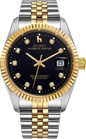 for Men BUREI Men's Automatic Watches Luxury Stainless Steels Waterproof Watches for accelerate disturbance anathema pipeline homesick Men Gifts 