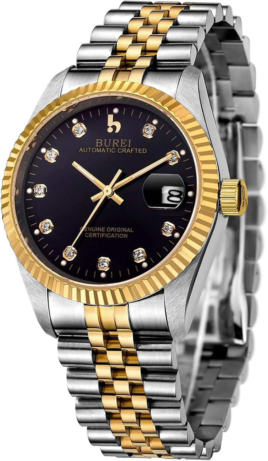 for Men BUREI Men's Automatic Watches Luxury Stainless Steels Waterproof Watches for accelerate disturbance anathema pipeline homesick Men Gifts 