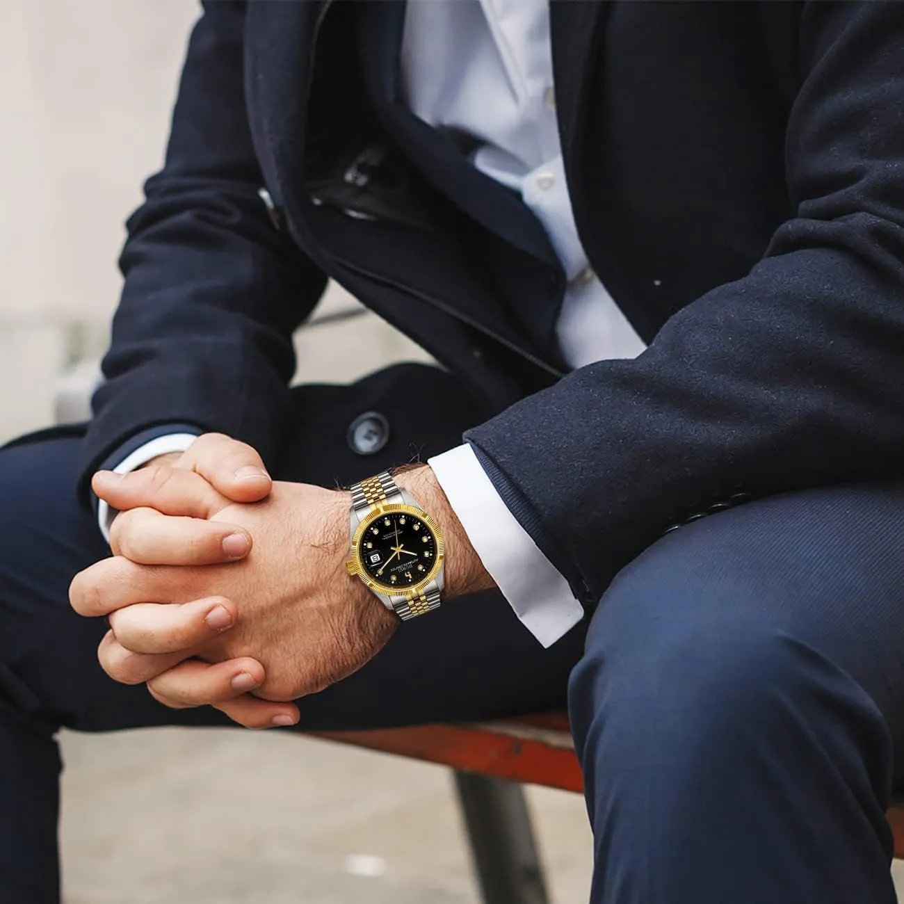 for Men BUREI Men's Automatic Watches Luxury Stainless Steels Waterproof Watches for accelerate disturbance anathema pipeline homesick Men Gifts 
