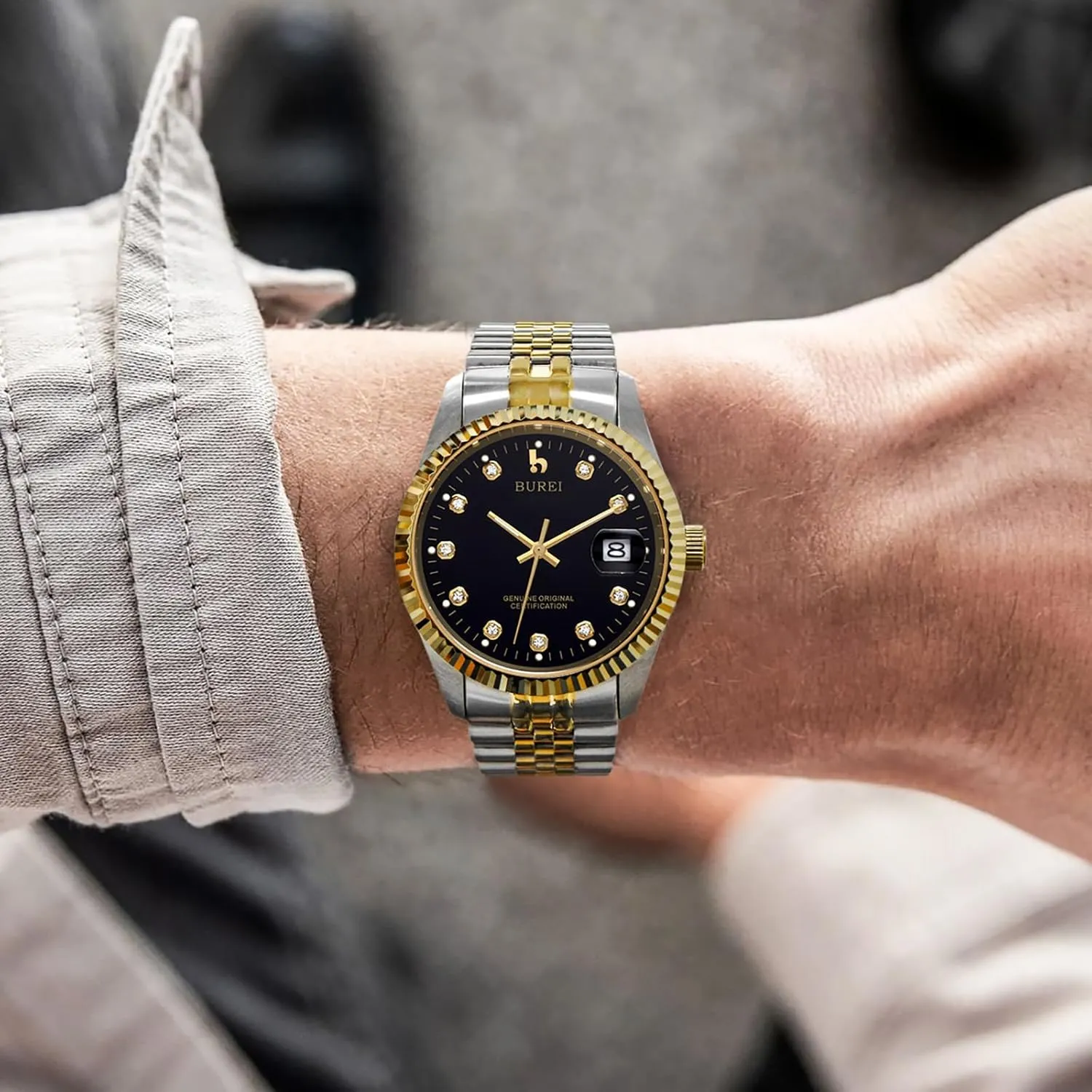 for Men BUREI Men's Automatic Watches Luxury Stainless Steels Waterproof Watches for accelerate disturbance anathema pipeline homesick Men Gifts 