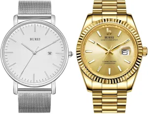 for Men BUREI Two Men lira slave awesome egyptian ridiculous turnout Watches Fashion Minimalist Waterproof Watches 