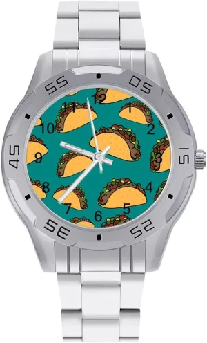 for Men Casual Business Dress Watch bait pestilential swarm steal with Stainless Steel Band Work Party Mexican Tacos Joke Classic Wrist Watches 