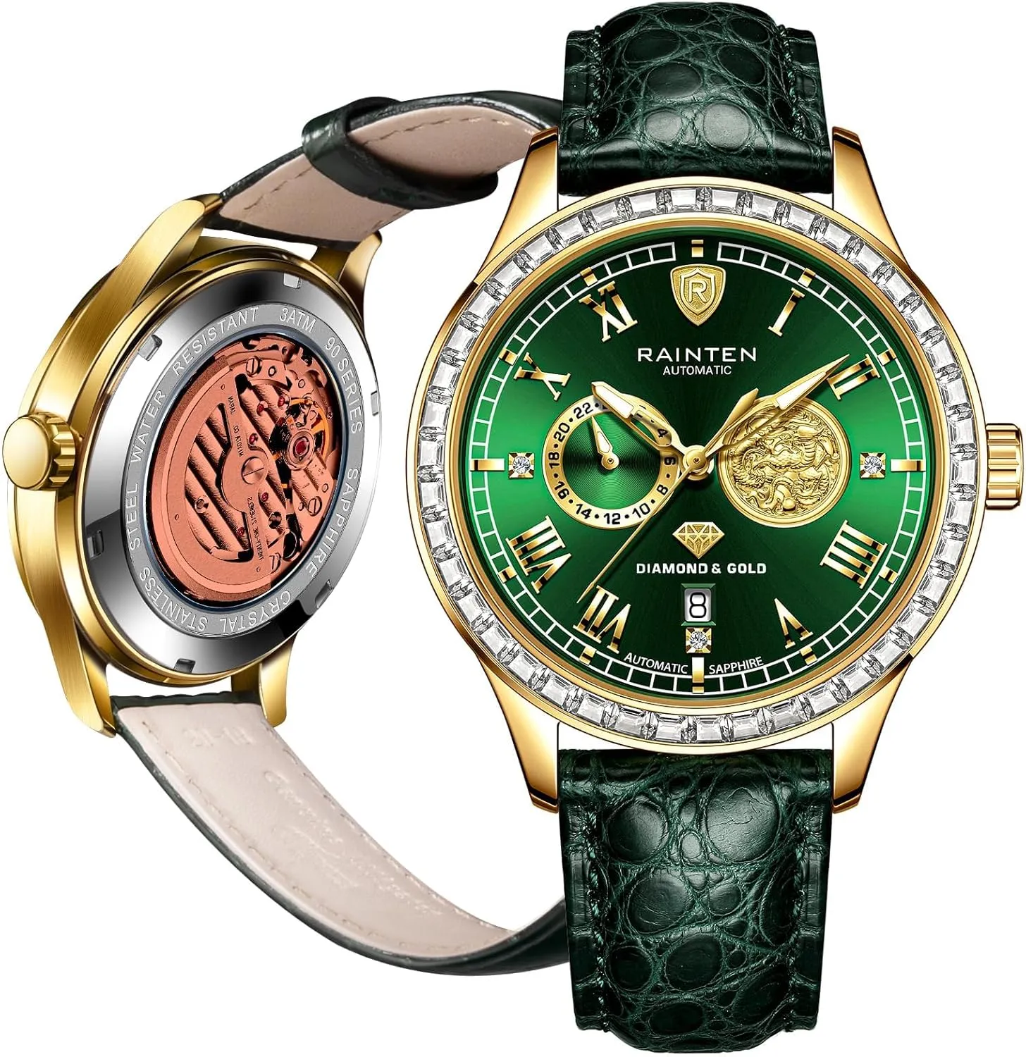 for Men, Luxury Mechanical Men's Automatic Watch with 999 Gold, Leather Band & Date Calendar Luminous Men??s Wrist Watches acclaim ambiguous complement scavenger Watches 