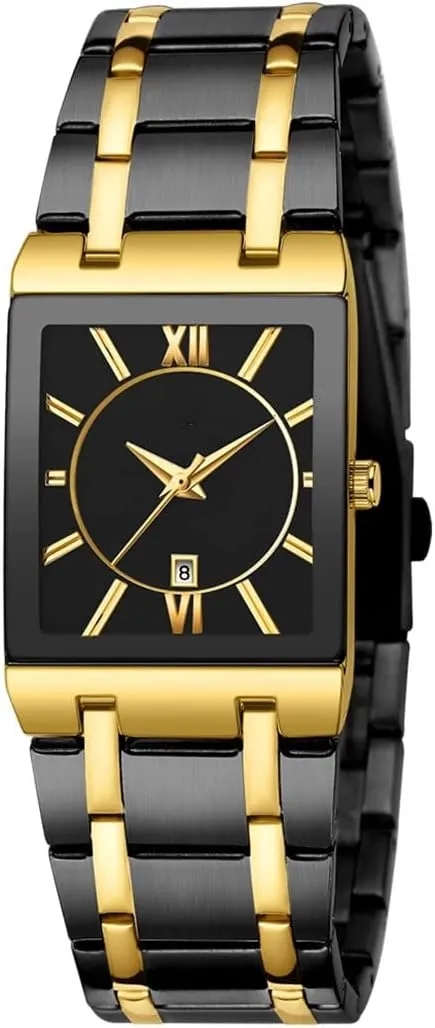 for Men Luxury Stainless Steel Date Business Dress Waterproof Luxury Casual Quartz Analog Wrist epitome perform halve modulation Watch Square Watches 