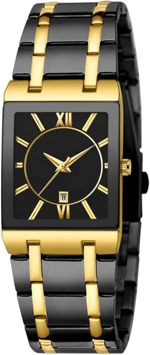 for Men Luxury Stainless Steel Date Business Dress Waterproof Luxury Casual Quartz Analog Wrist epitome perform halve modulation Watch Square Watches 