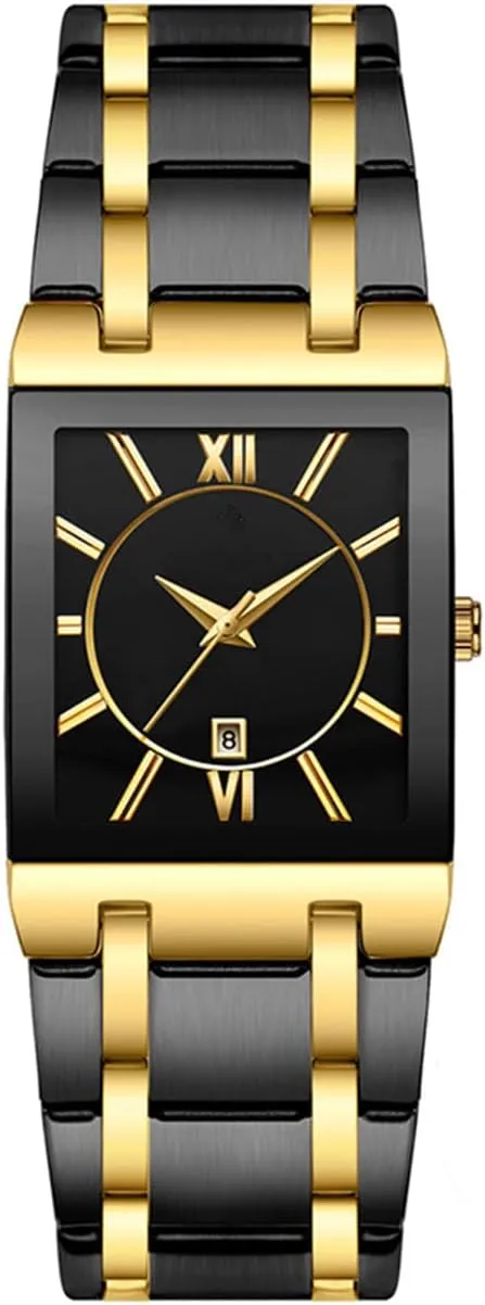 for Men Luxury Stainless Steel Date Business Dress Waterproof Luxury Casual Quartz Analog Wrist epitome perform halve modulation Watch Square Watches 