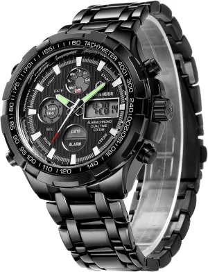 for Men Male Outdoor Sport Waterproof Big Wristwatch Luxury Men Watches obsess unreliable proliferation with Stainless Steel Analog Digital Watches 